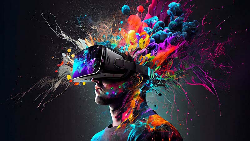 Hombre con máscara de realidad virtual